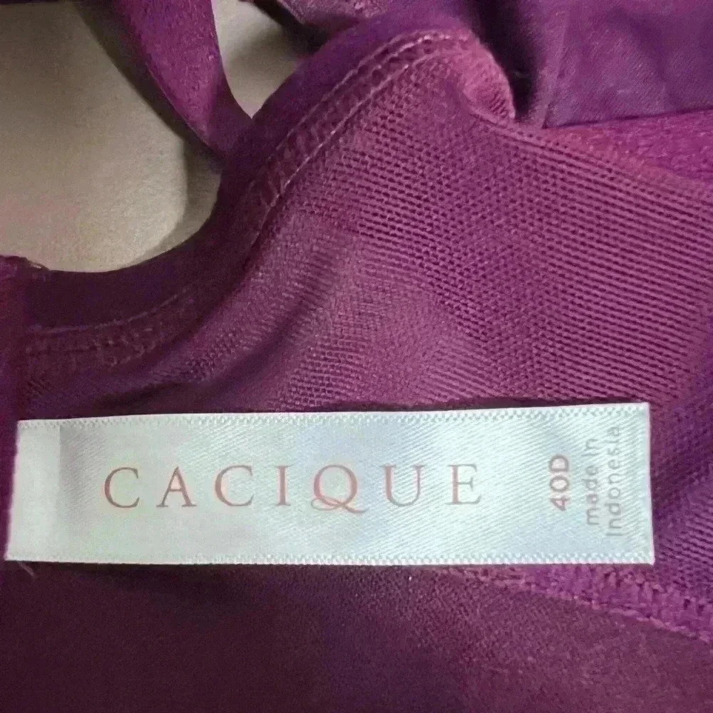 Cacique NWOT Sexy Boost Plunge Bra Womens 40D Purple Underwire Floral Lace 3Hook - Picture 8 of 14